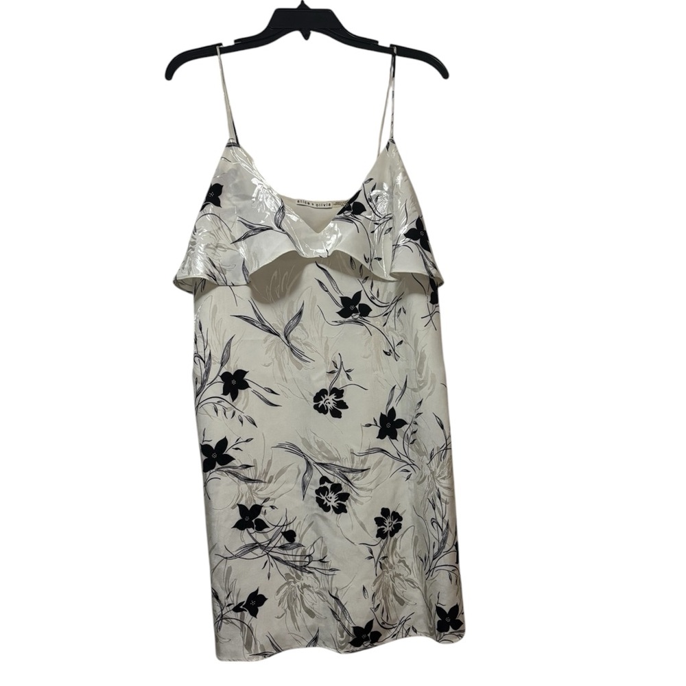 ALICE & OLIVIA Bess Slipdress in Black and White Floral Print - Picture 2 of 12